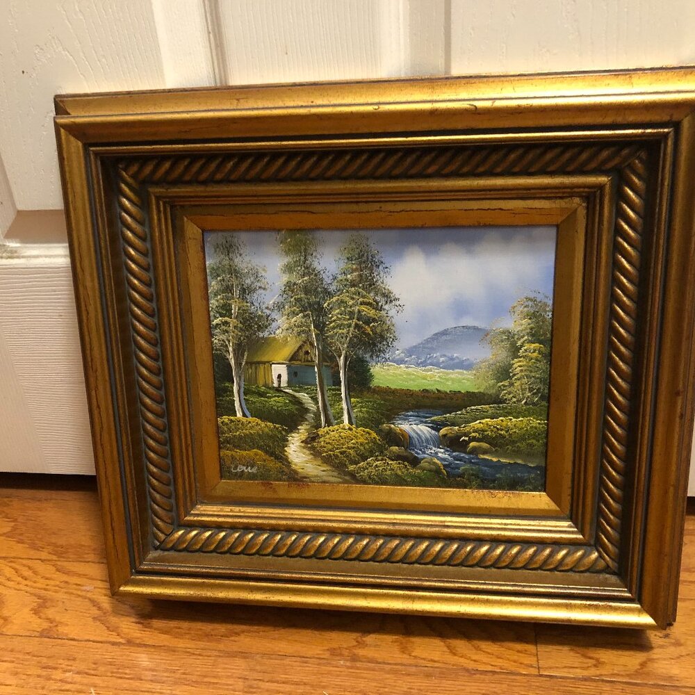 oil painting on canvas with gold frame  8" X 10"